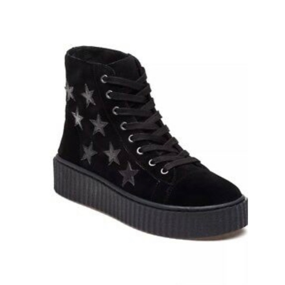 J Slides Black Suede Star Hightop Sneakers